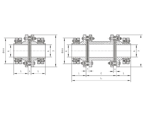 DJM、SJM型锁紧盘式单型弹性膜片联轴器